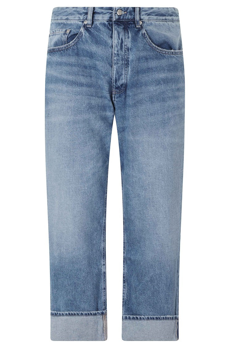 Icon Denim Blue Ross Five-Pocket Turn-Up Straight-Leg Jeans