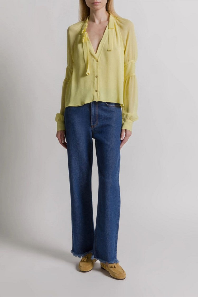 Alberta Ferretti Yellow Silk Blouse