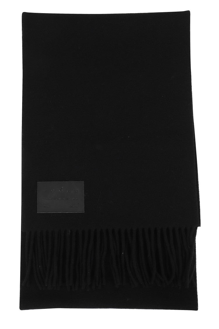 Hogan Fringe-Trim Wool Scarf With Logo Detail