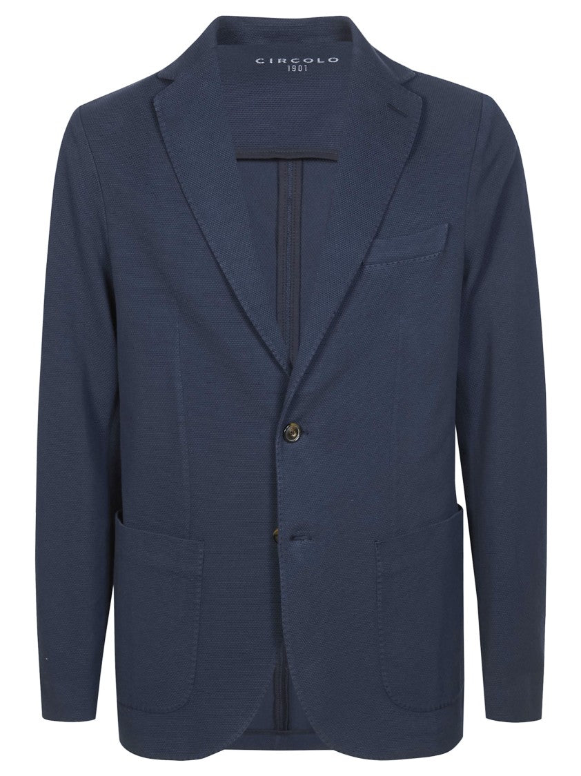 Circolo Blue Notch Lapel Oxford Blazer