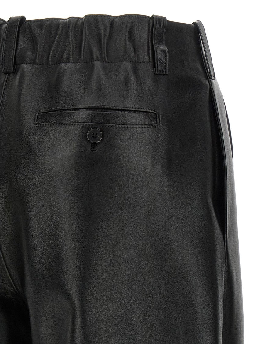 Givenchy High-Waisted Lambskin Pants With Double Front Pleats