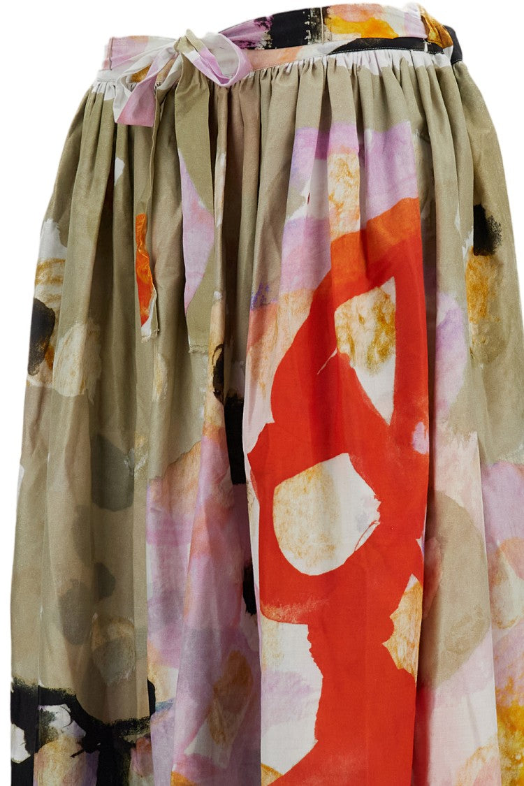 Daniela Gregis Cotton Balloon Skirt With Abstract Multicolor Print