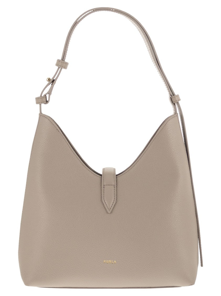 Furla Soft Leather Hobo Bag With Embossed Calfskin