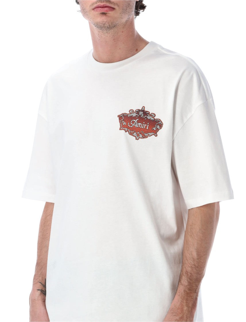 Amiri Chateau Crest Oversized Cotton Tee With Vintage-Inspired Logos