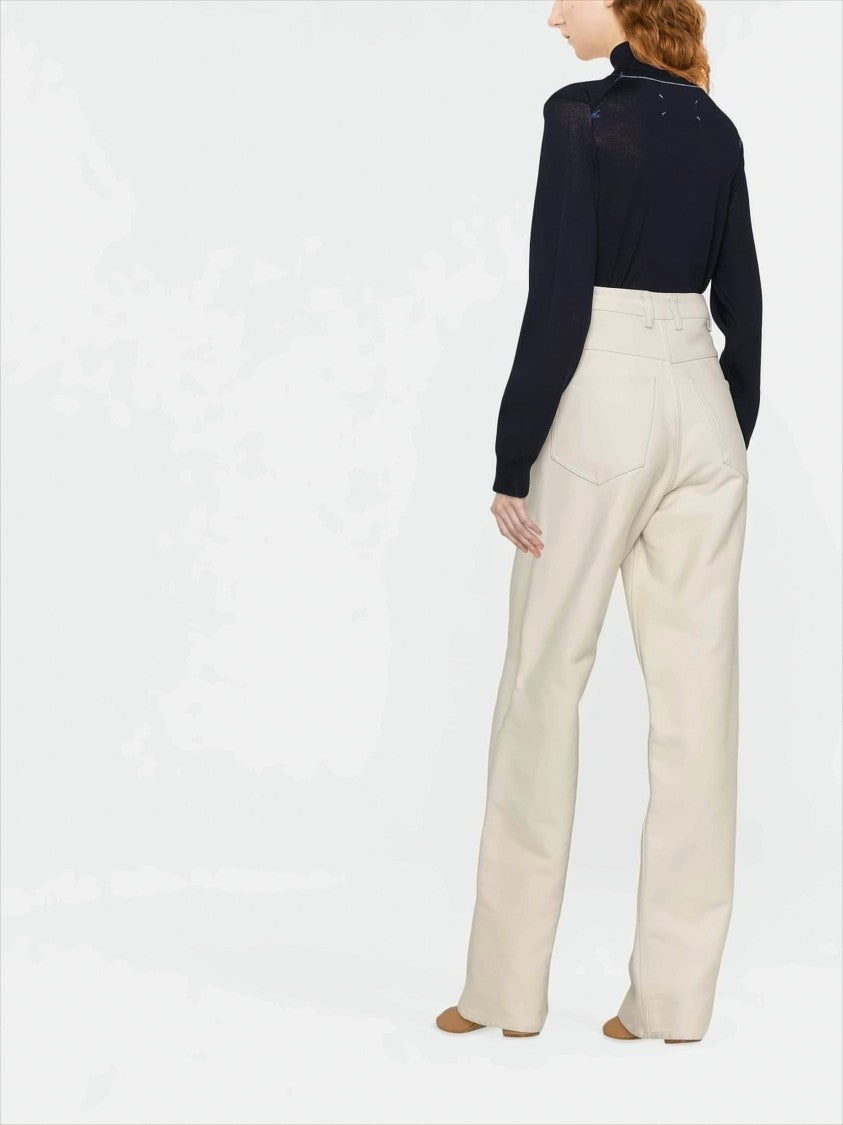 Maison Margiela High-Neck Knit Sweater With Four Stitch Lines