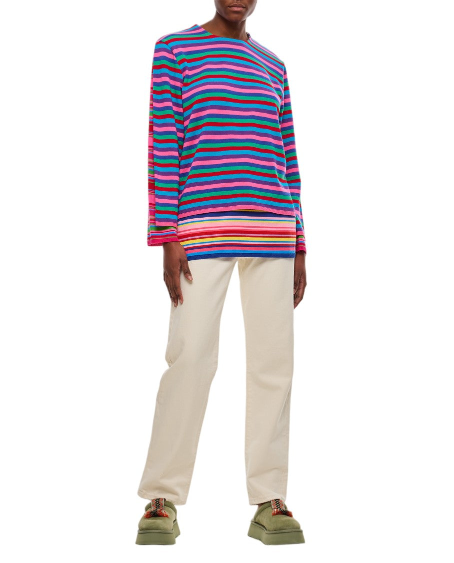 Comme Des Garçons Multicolor Striped Sweater With Double Layer Effect