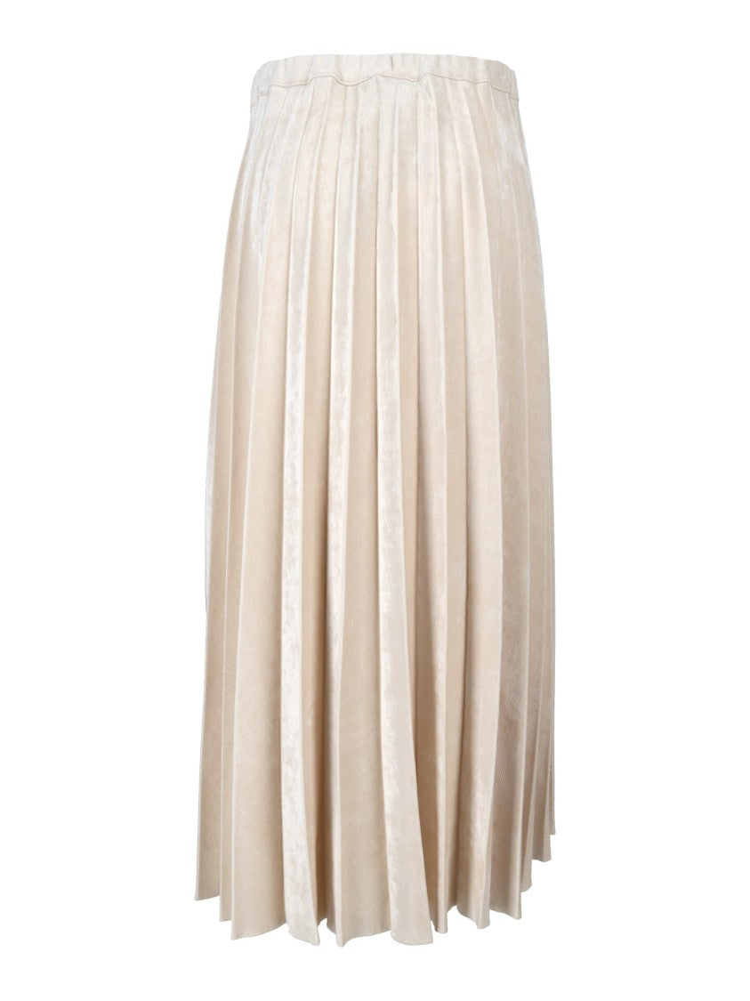 Shirt A Porter Pleated Velvet Elastic Waistband Midi Skirt