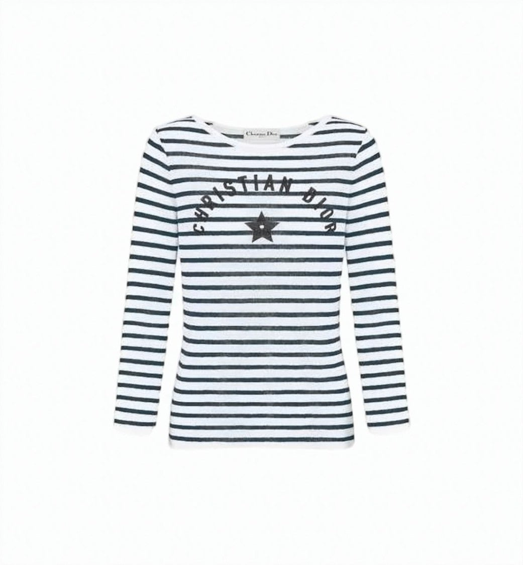 Dior Horizontal Striped Knit Sweater
