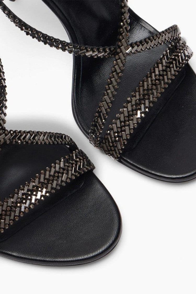 Casadei Black Leather Woven-Strap Sandals