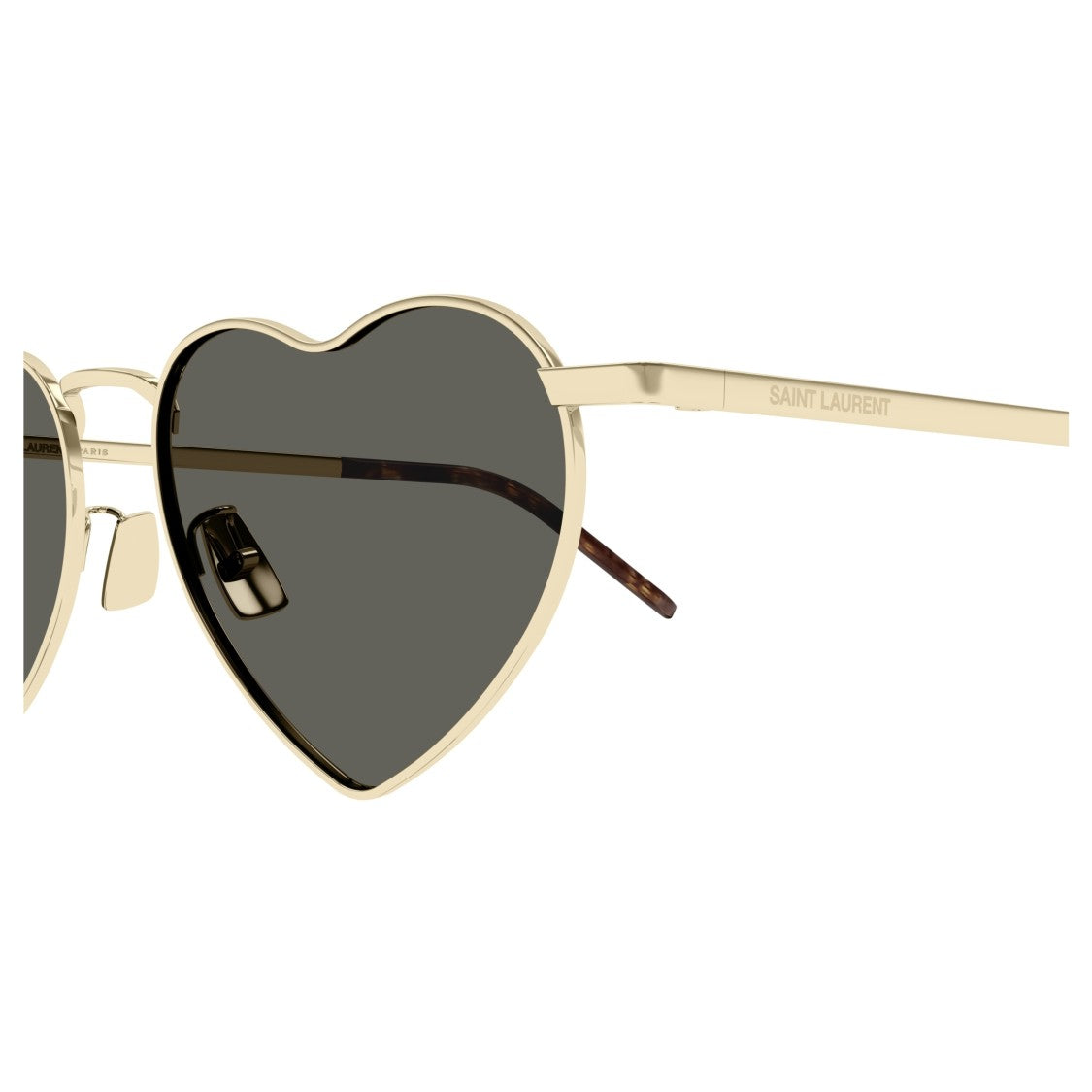 Saint Laurent Heart-Shaped Sunglasses With Polished Gold Frame