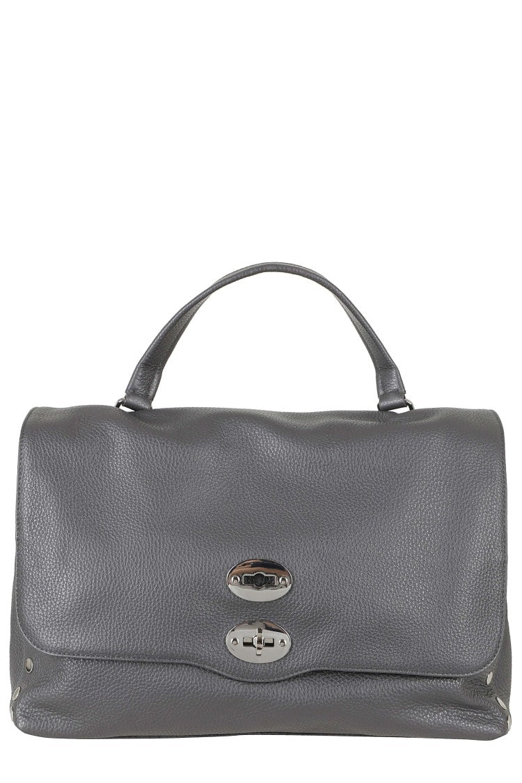 Zanellato Volcano Gray Postina Daily Swivel Clasp Leather Handbag