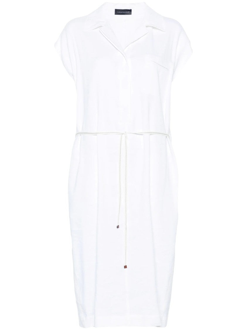 Lorena Antoniazzi Relaxed Silhouette Midi Dress With Soft Collar And Drawstring Waist