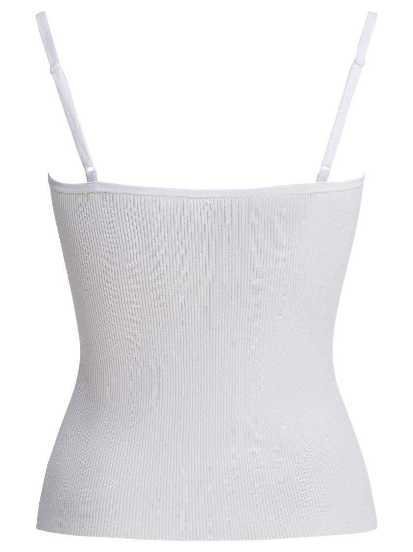 Self-Portrait Lace Trim Rib Knit Top