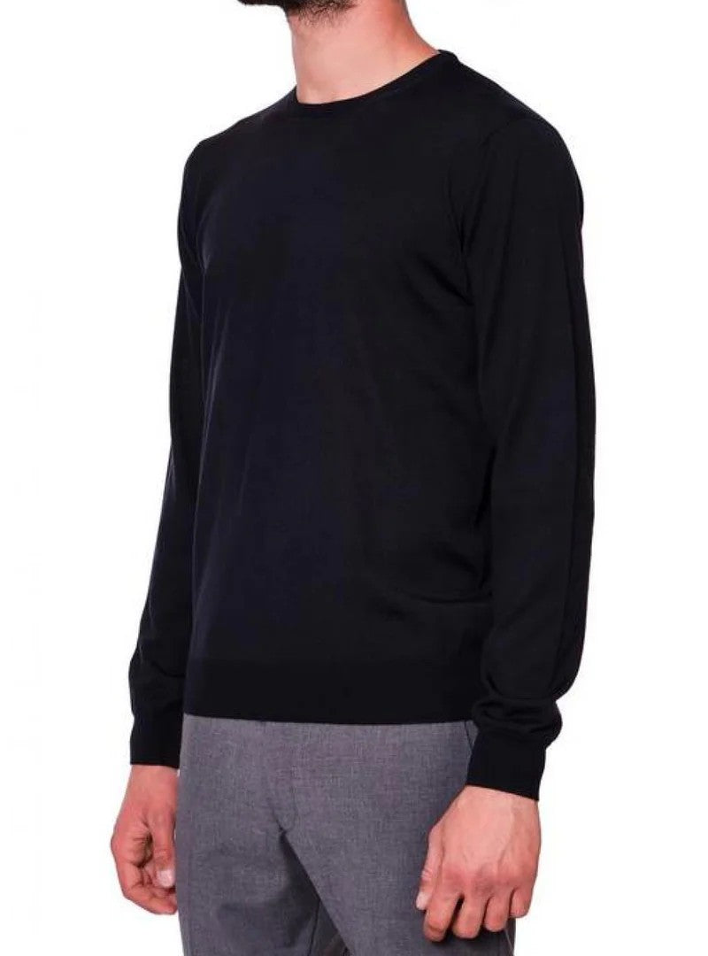 Filippo De Laurentiis Navy Blue Merino Crewneck Sweater