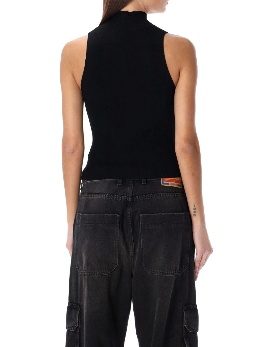 Diesel M-Onervax-Top Fitted Sleeveless Black Top