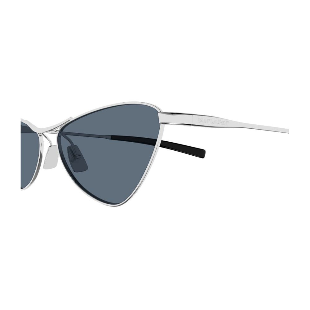 Saint Laurent Sl 830 Linea Sl Logo Sleek Silver Metal Cat-Eye Sunglasses