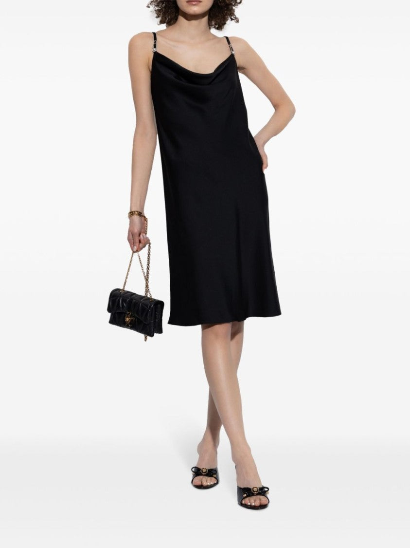 Versace Black Medusa Safety Pin Cowl Dress