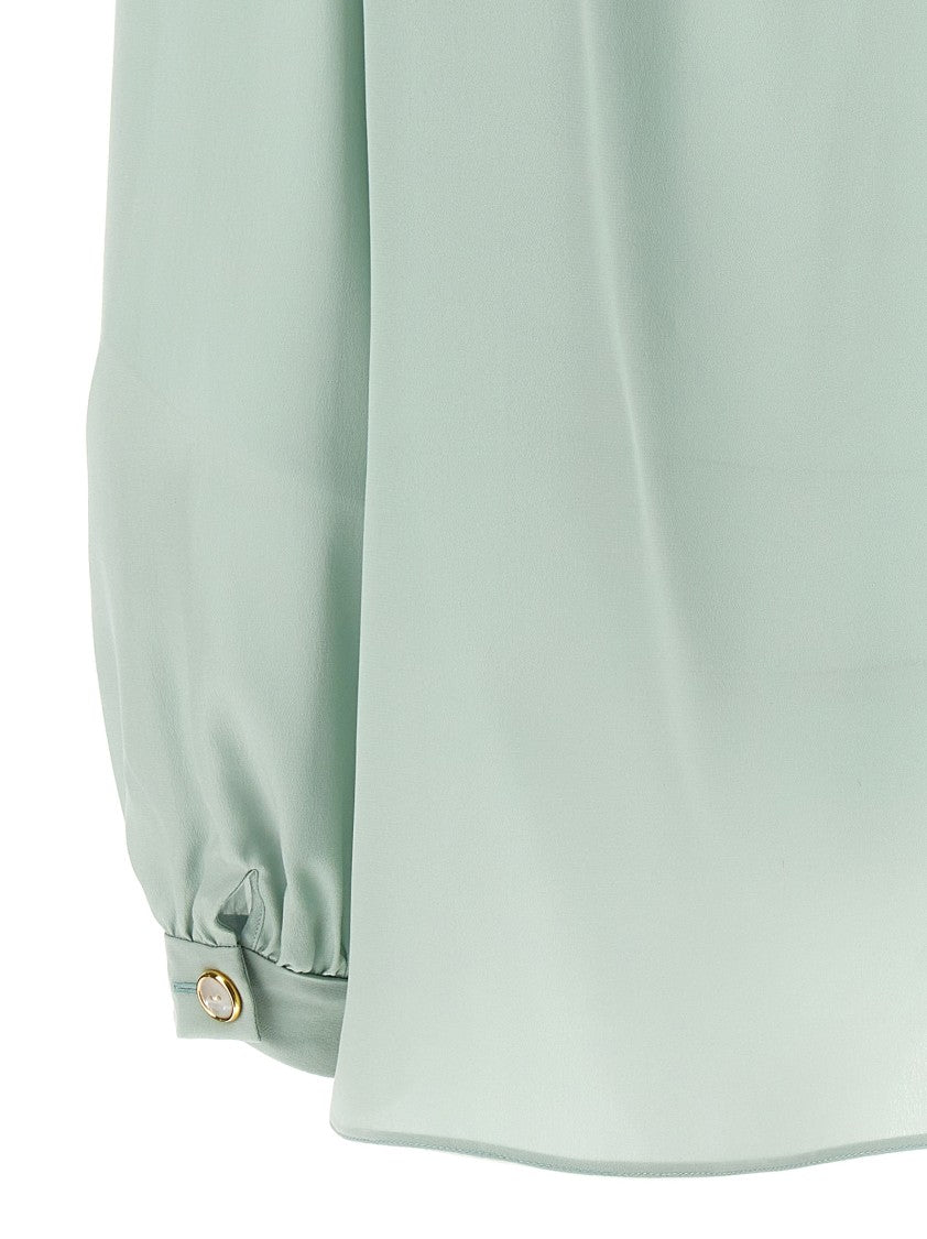 Valentino Garavani Silk Crepe De Chine Lavallière Shirt With Ruffled Sash