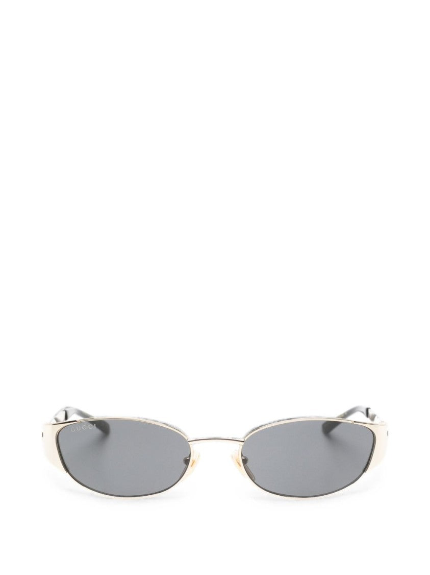 Gucci Narrow Oval Silver Metal Frame Sunglasses