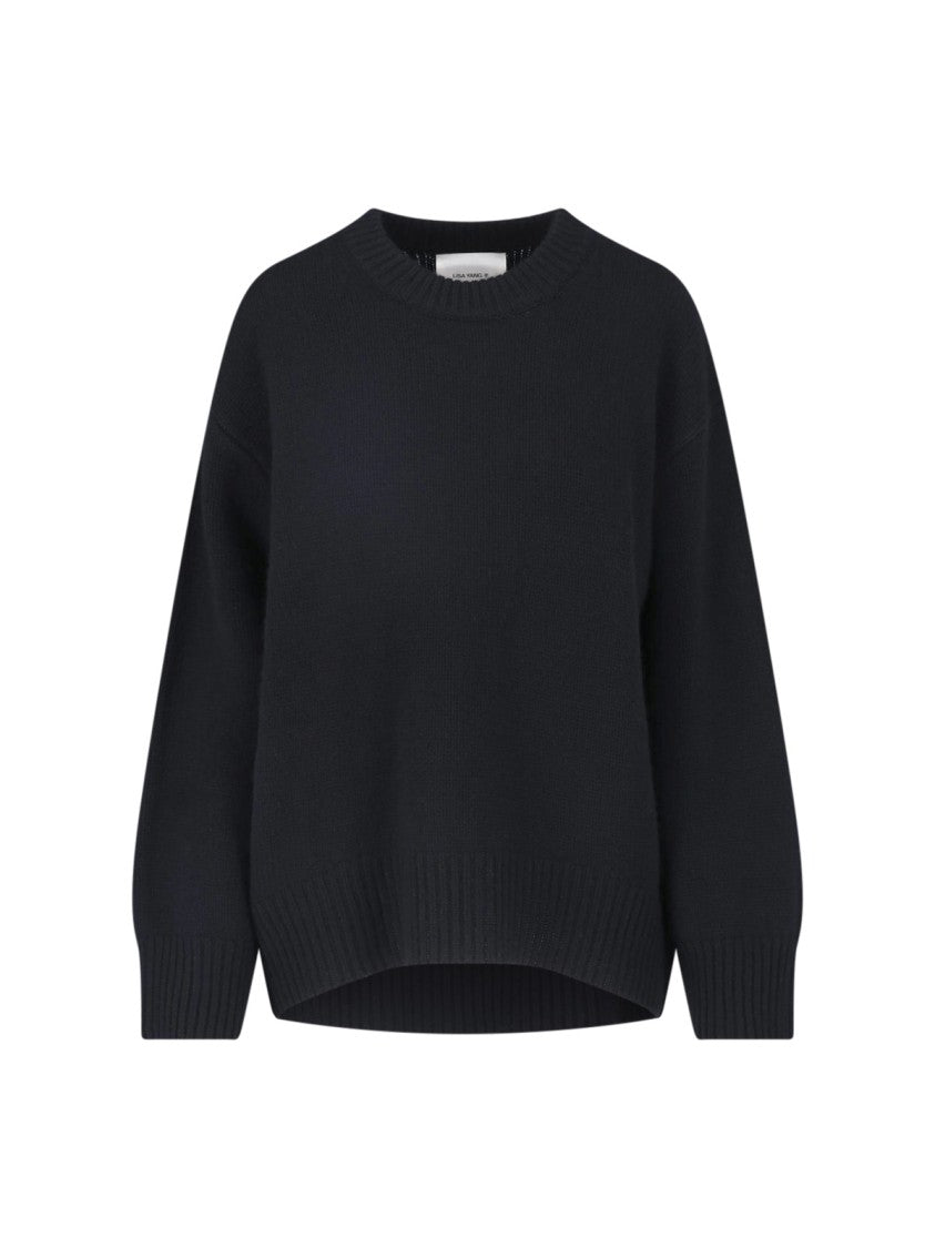 Lisa Yang Black Relaxed Fit Crew Neck Knit Sweater