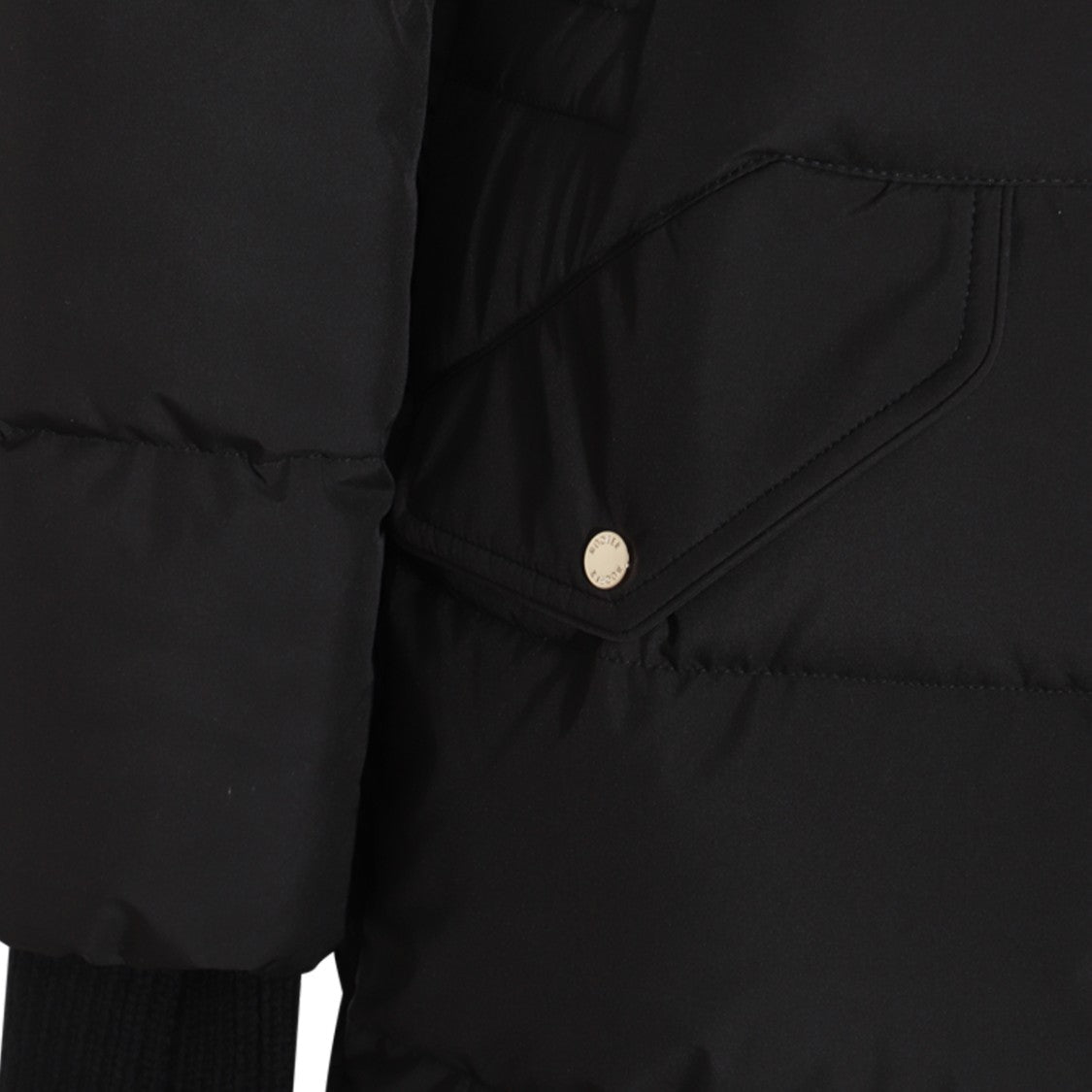 Moorer Midi-Length Black Down Jacket With Fur-Trimmed Hood