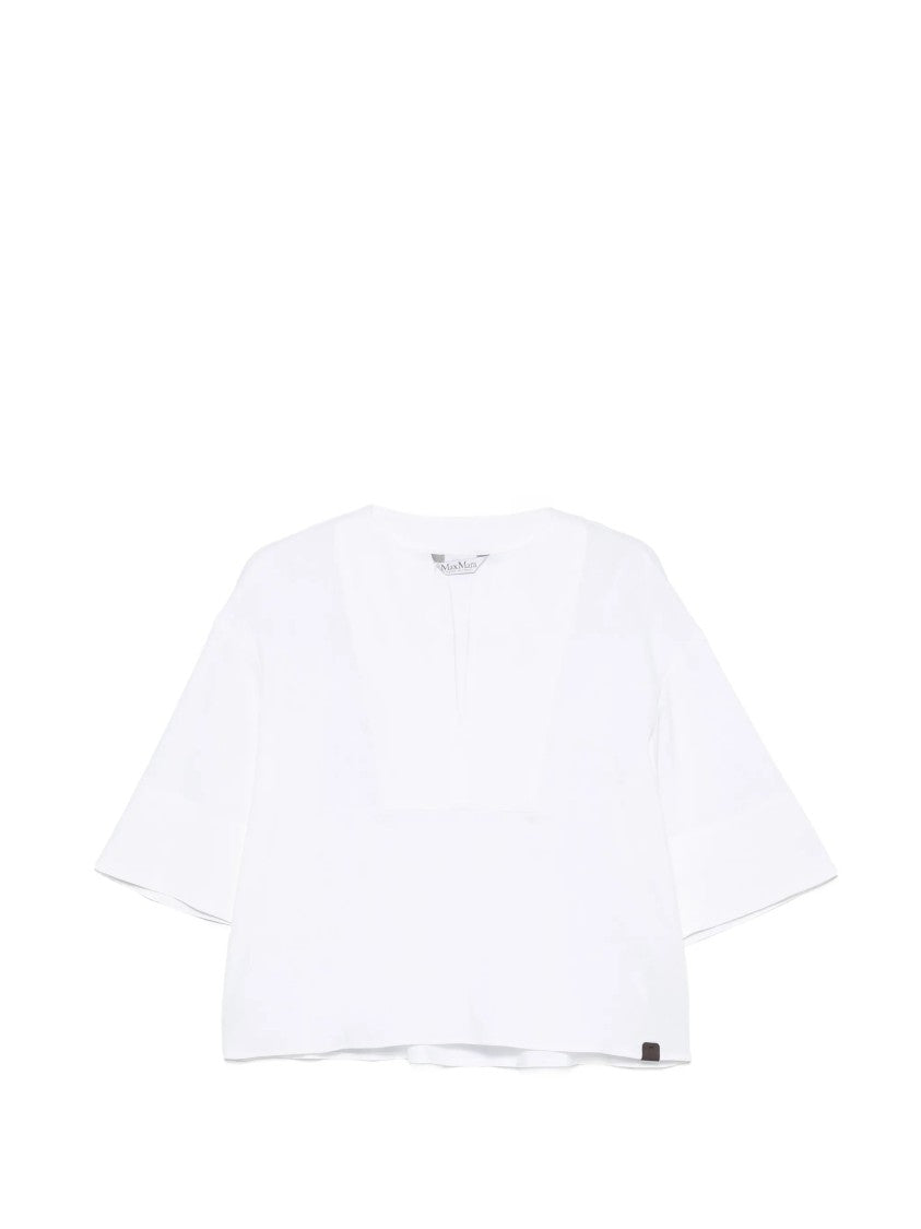 Max Mara White Mxpsospir Boxy Cotton Top