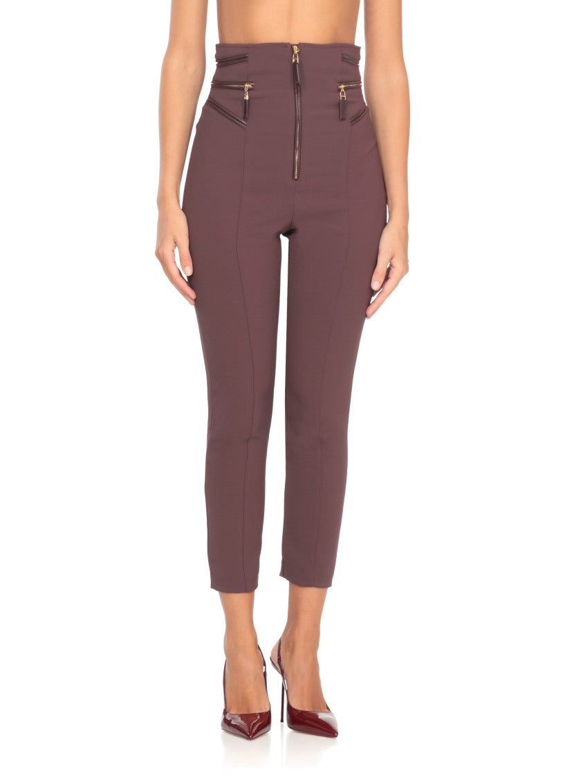 Elisabetta Franchi Cropped High-Waisted Pants With Front Zip