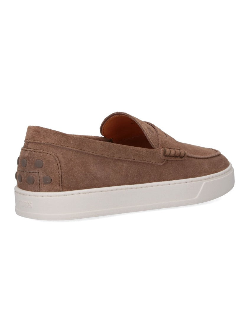 Tod's Suede Slip-On Moccasins With Rounded Toe