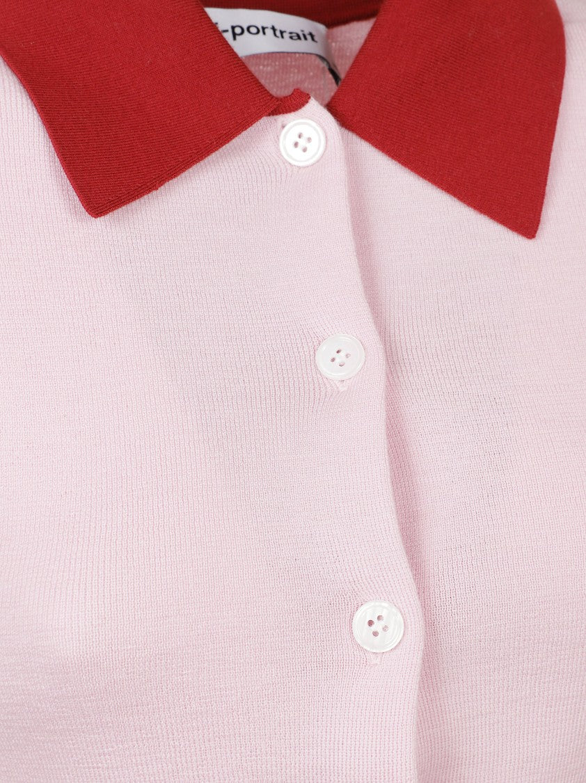 Self-Portrait Fitted Sweater With Button-Down Front