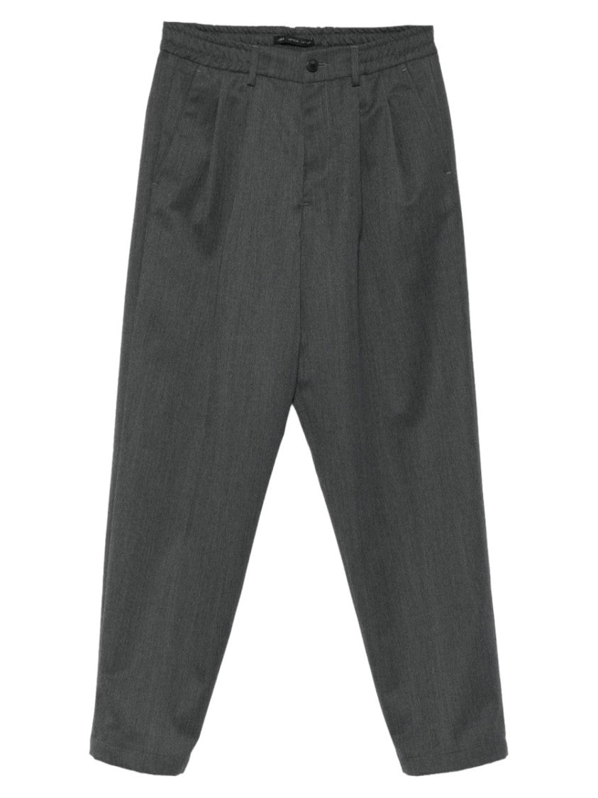 Low Brand Grey Pleated Wool-Blend Formal Pants