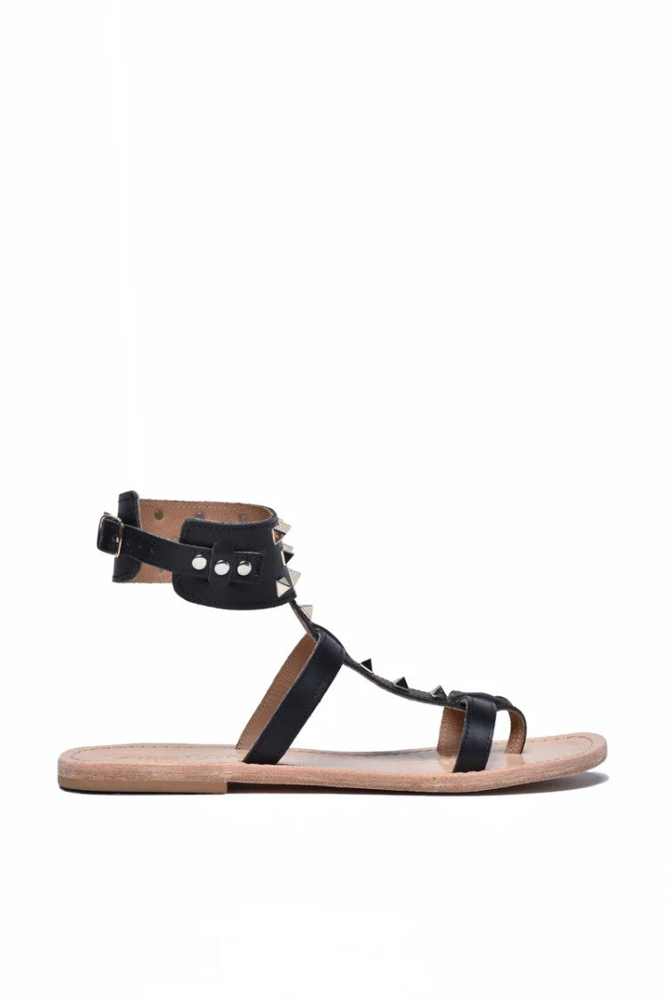 Mim Mar Black Leather Flip-Flop Sandal