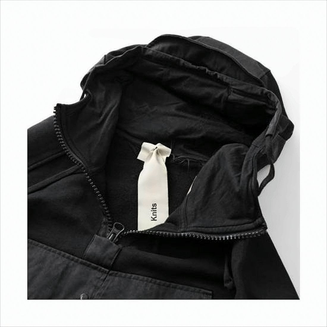 Ten C Relaxed-Fit Black Hoodie With Distinctive Side Patch