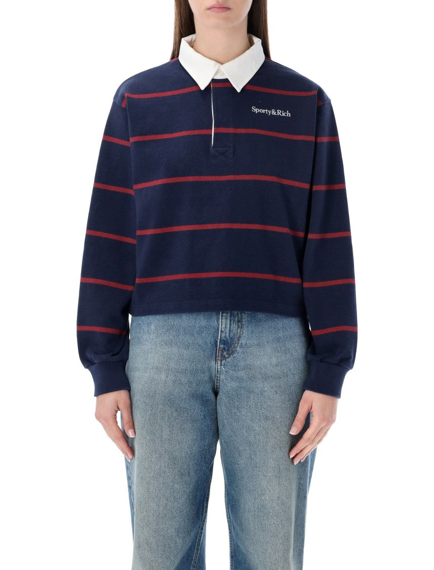 Sporty And Rich Boxy-Fit Navy And Merlot Rugby Polo