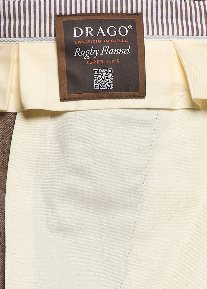 Franzese Collection Mud Royal Flannel Trousers With Pleated Front