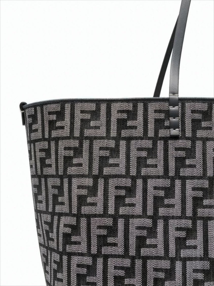 Fendi Geometric Monogram Tote Bag With Leather Accents