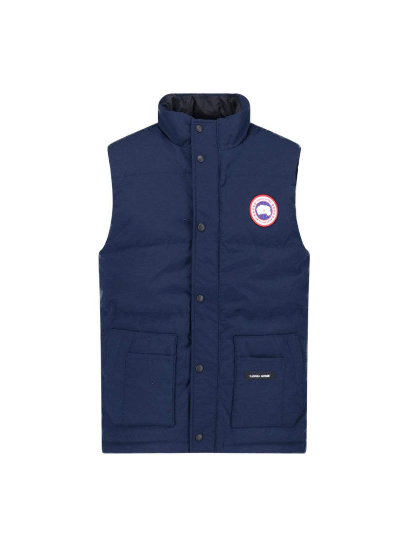 Canada Goose Quilted Sleeveless Jacket With High Collar And Circular Patch Logo