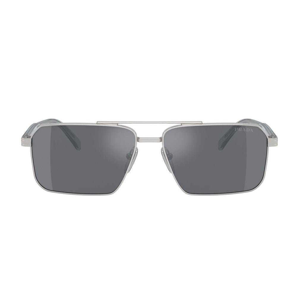 Prada Pr A57s Rectangular Silver Metal Sunglasses