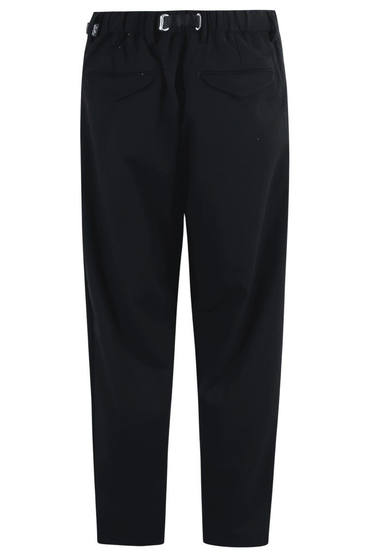 White Sand Black Straight-Leg Viscose-Cotton Flannel Pants