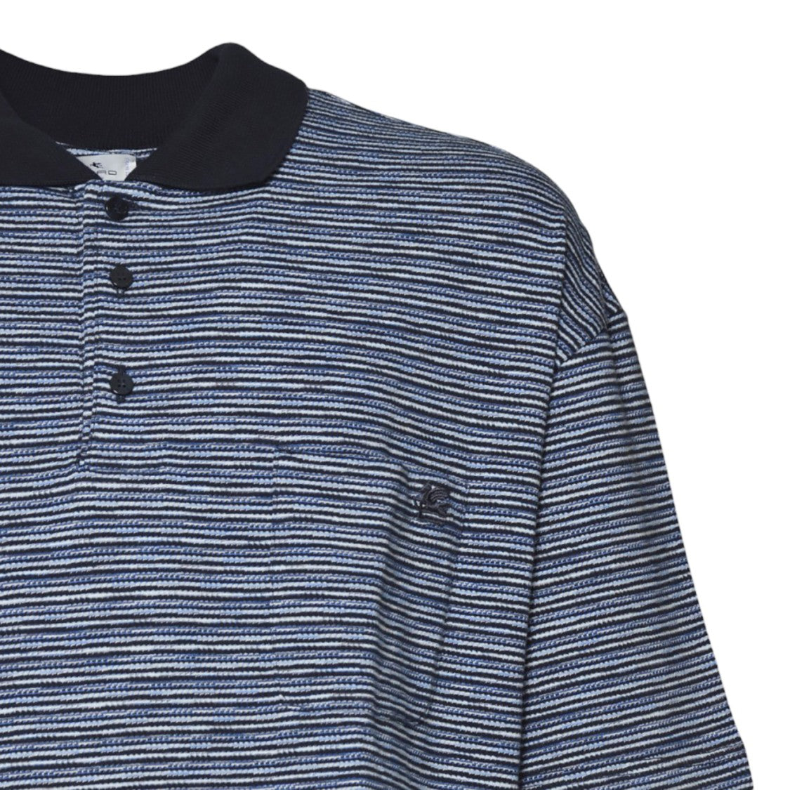 Etro Blue Cotton Jersey Striped Polo