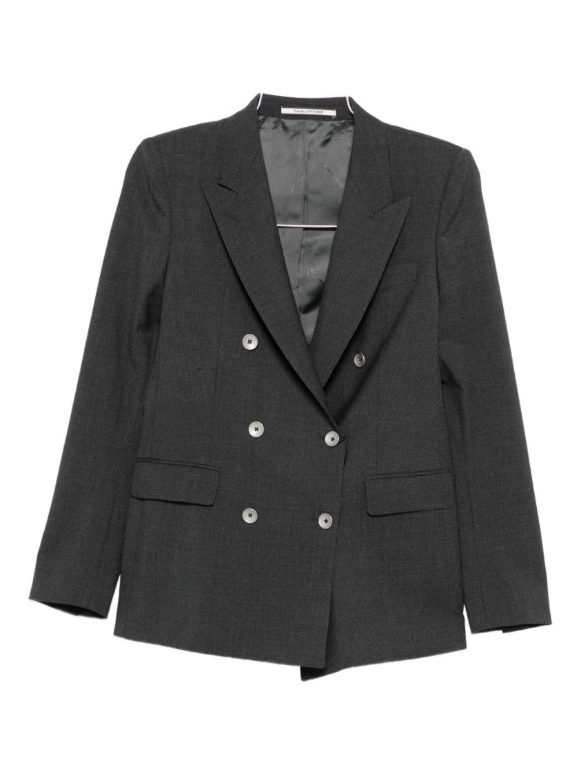 Tagliatore Double-Breasted Tailored Jacket In Dark Anthracite