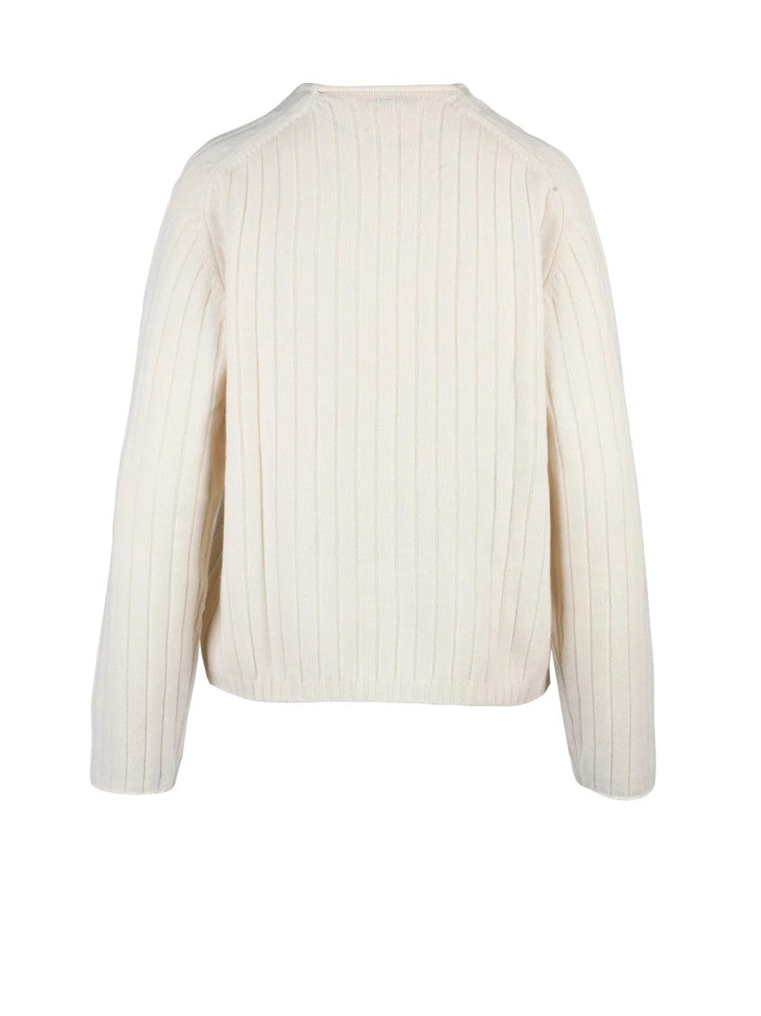 Aspesi Ribbed Knit Crew Neck Pullover With Cropped Silhouette