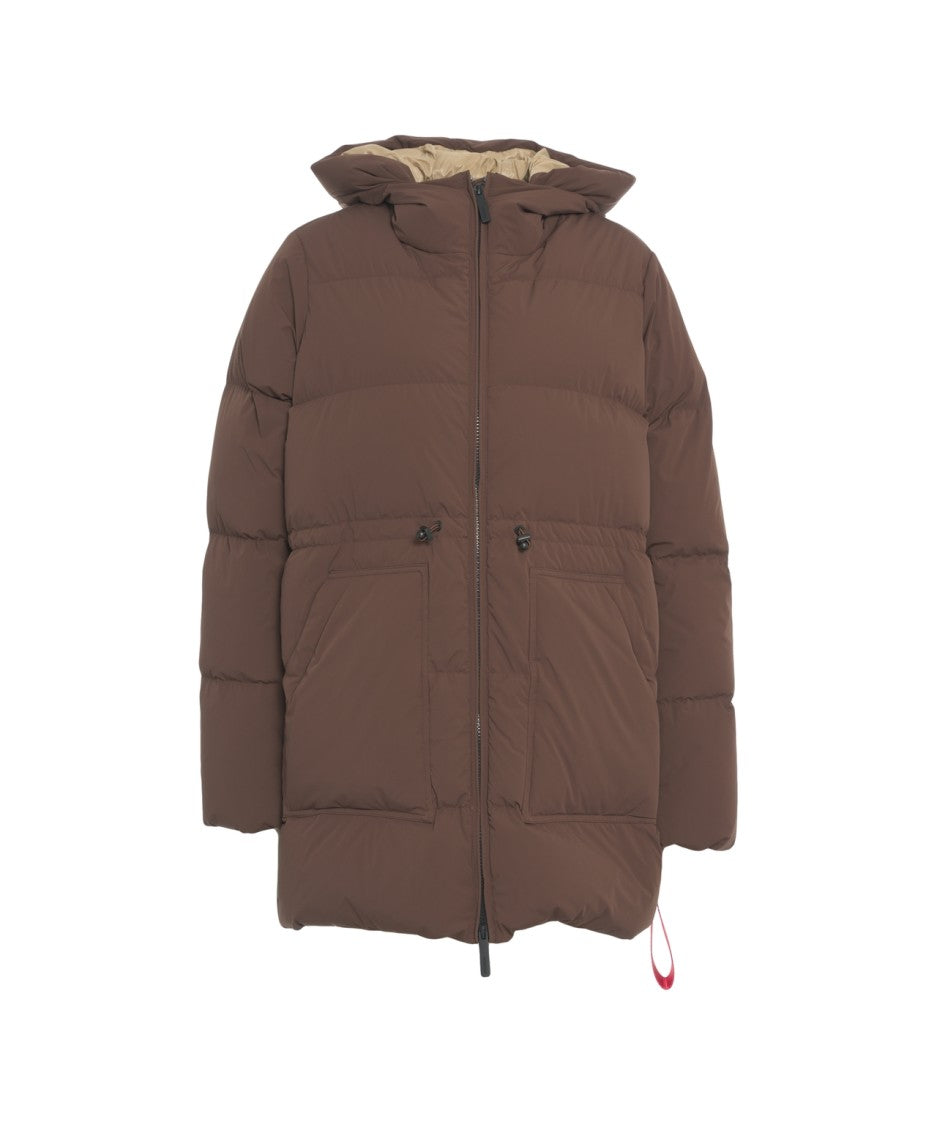 After Label Quilted Down Jacket With Tailored Drawstring And Functional Pockets