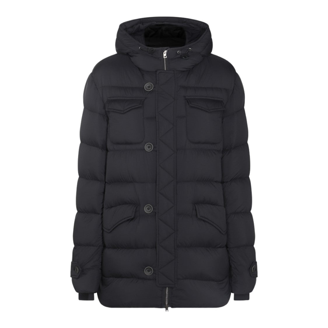 Herno Padded Black Quilted Down Jacket With Adjustable Cuffs