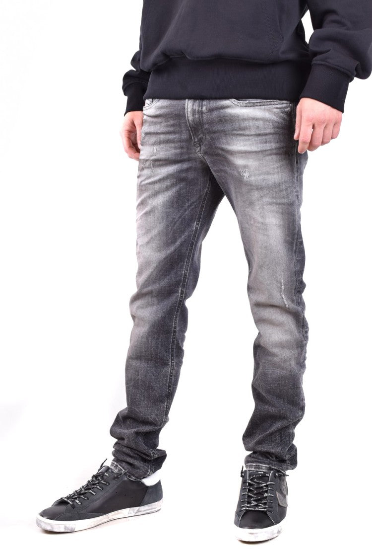 Diesel Slim-Fit Distressed Black Faded Jeans