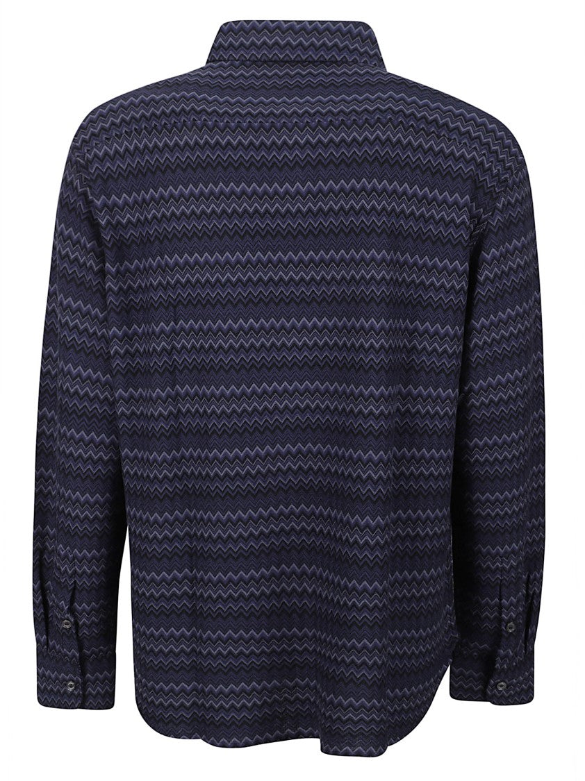 Missoni Chevron Pattern Long-Sleeve Shirt With Pointed Collar