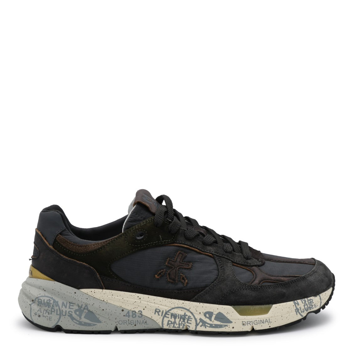 Premiata Artistic Graphic Suede Fabric Panel Sneakers