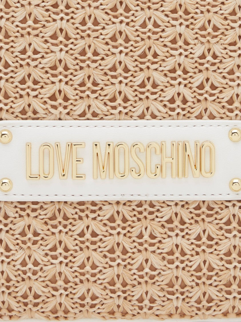 Moschino Logo Tag Rafia Tote Bag