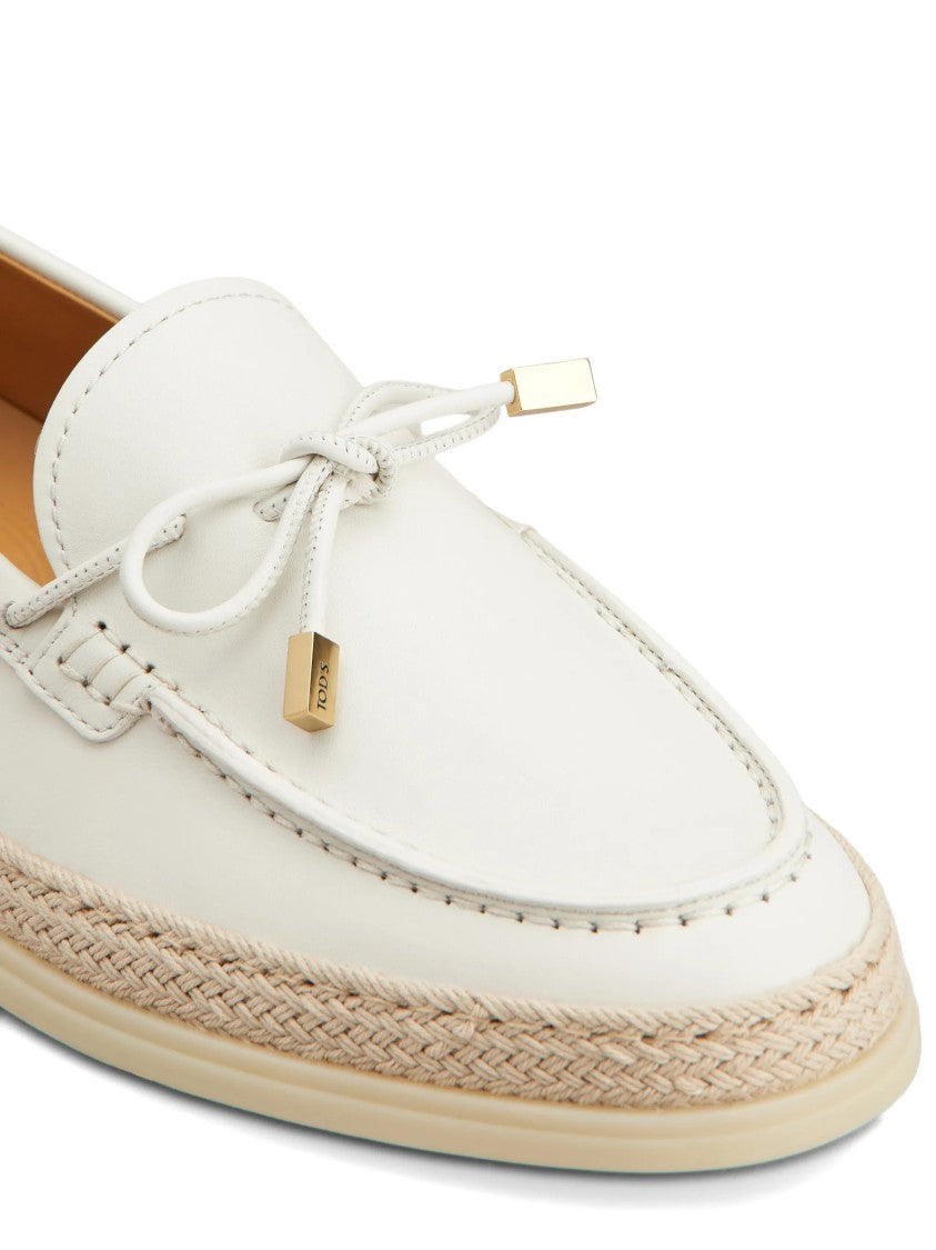 Tod's White Calzature Slip-On Decorative Bow Loafers