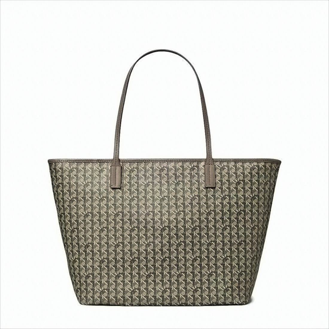 Tory Burch Structured Geometric Canvas Tote With Leather Trim