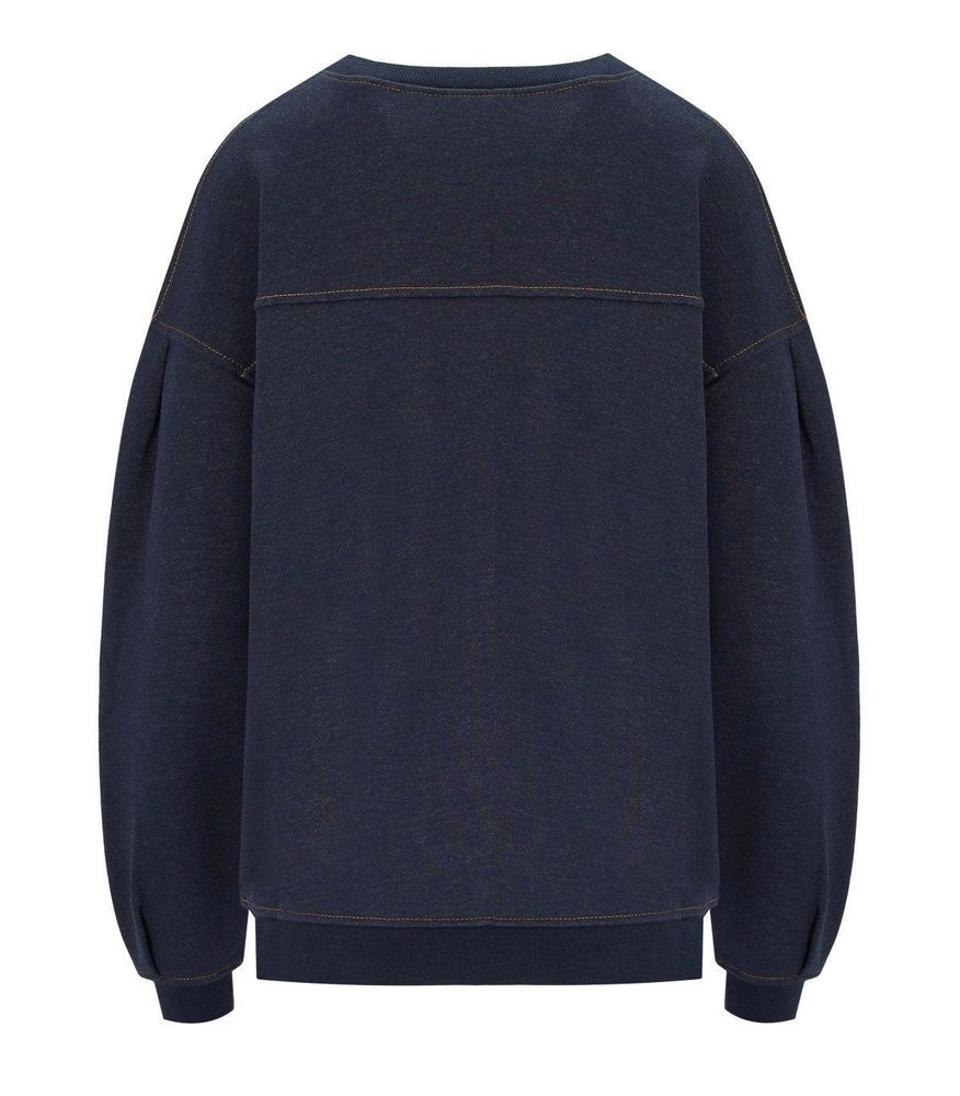 Max Mara Refined Navy Sweatshirt With Subtle Embroidered Logo